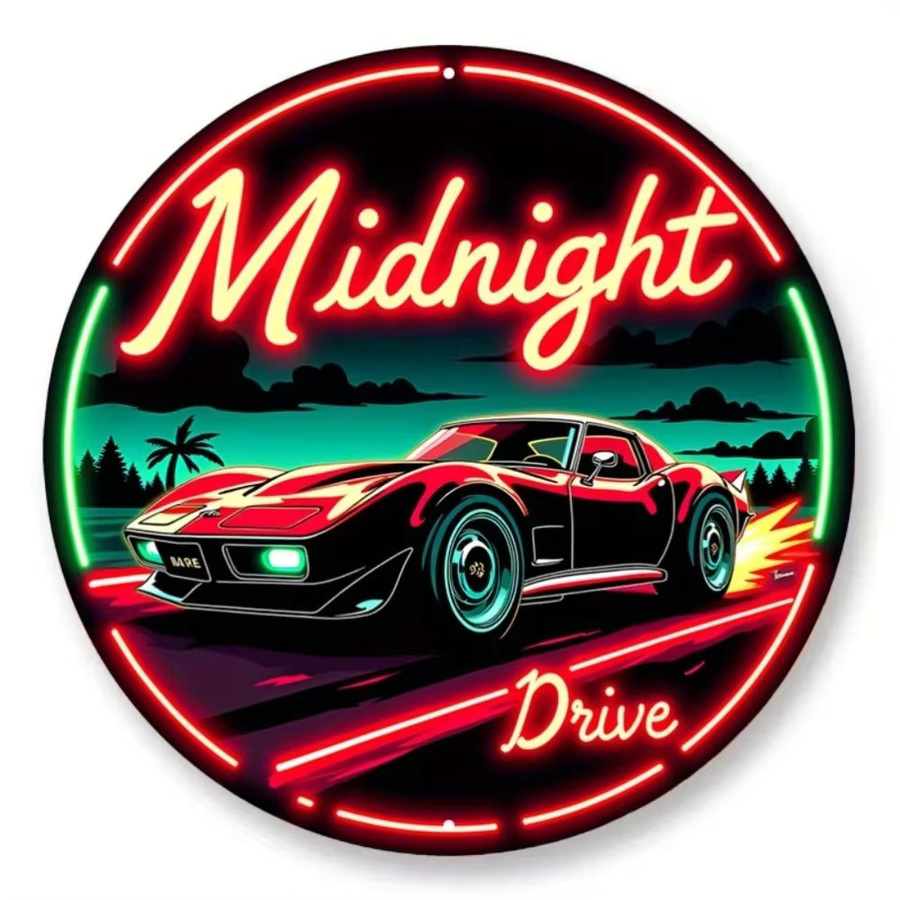 Potdemiel Heritage Light Midnight Drive Vintage-Neon-Metallschild mit Roadster-Design - Bild 3