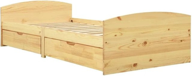 vidaXL Massivholzbett aus Kiefernholz mit 2 Schubladen, Farbe: Braun, B/T/H: 90 x 200 x 104 cm - Bild 1