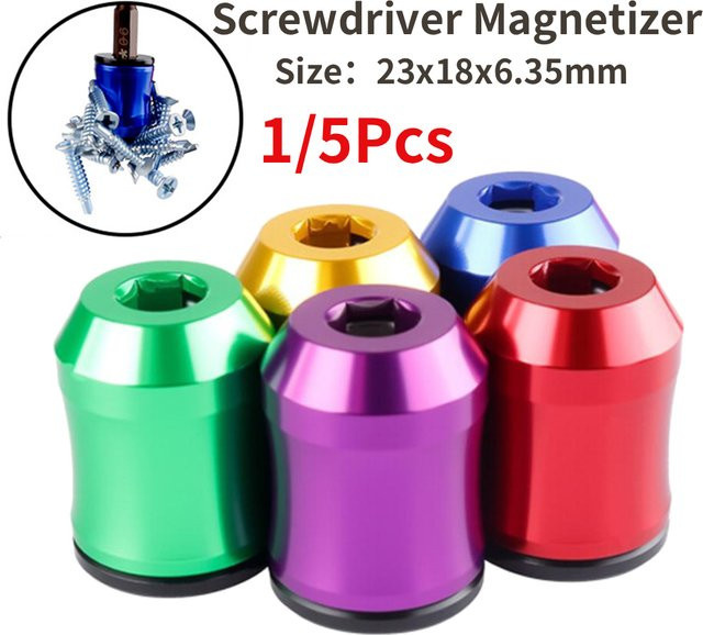 VIBRATITE Magnetische Schraubenringe aus Aluminiumlegierung mit 6,35 mm Schaft für Schraubendreher-Bits, 1/5 Stück - Bild 1