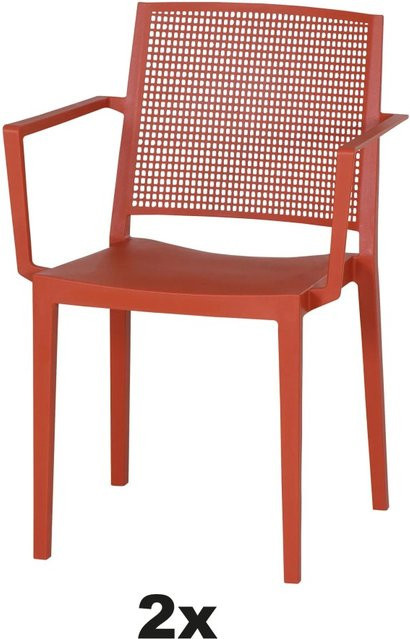 Siena Garden Stapelsessel-Set Square 2-teilig in Brick Red aus Polypropylen und Glasfaser - Bild 1