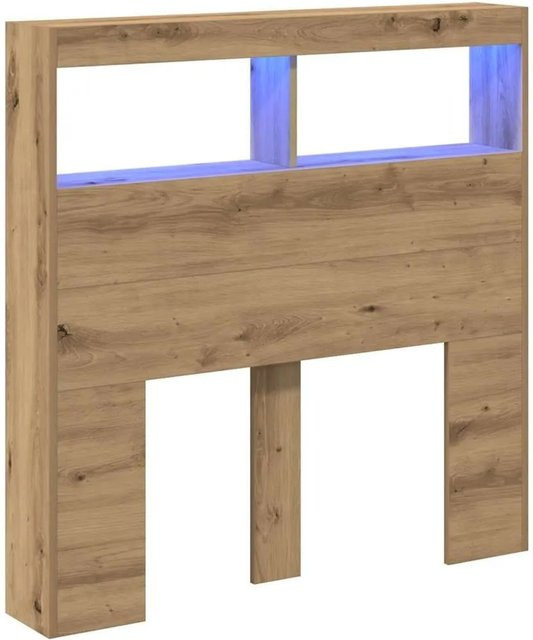 vidaXL LED-Kopfteil Artisan-Eiche mit integrierter Beleuchtung, Ablage und USB-Ladeport, Braun, B: 100 cm, T: 17 cm, H: 102 cm - Bild 1