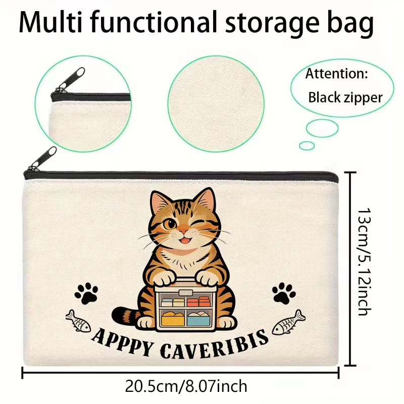 Reisetasche mit Katzenmotiv als Mehrzweck-Aufbewahrungstasche für Make-up oder Federmäppchen - Bild 2