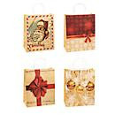 TSI Weihnachtliche Geschenktüten Serie 4, 12 Stück, beige-rot, Kraftpapier, B: 26,0 cm, T: 13,5 cm, H: 32,0 cm - Bild 1