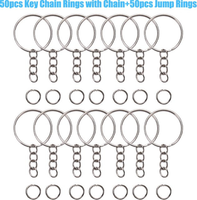 Schlüsselanhänger-Ring-Set, Silber, 100-teilig - Bild 1