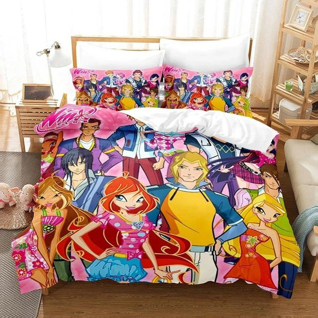 Winx Bettwäsche-Set mit 3D-Anime-Print für Erwachsene und Mädchen, Material Mikrofaser, Mehrfarbig, B/H: 264 x 228 cm - Bild 1