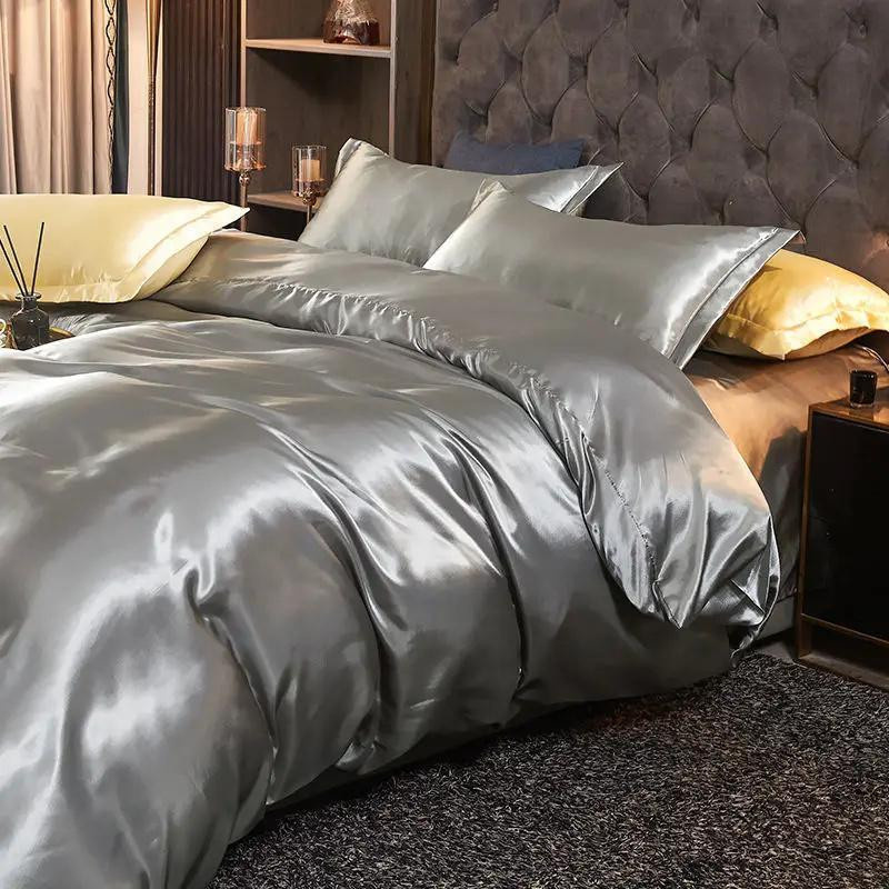 A Warm HOUSE Bettwäscheset aus glattem Mako-Satin für den Sommer, bestehend aus Bettbezug, Bettlaken und Kissenbezügen, Twin Size, 3-teilig - Bild 3