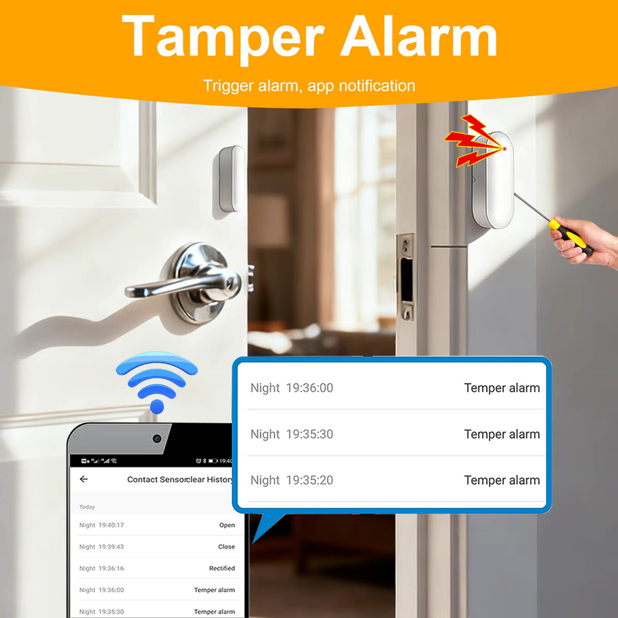 Tuya Zigbee Türöffnungsmelder in Weiß für Smart Life App, kompatibel mit Alexa und Google zur Echtzeitüberwachung von Türen und Fenstern - Bild 3