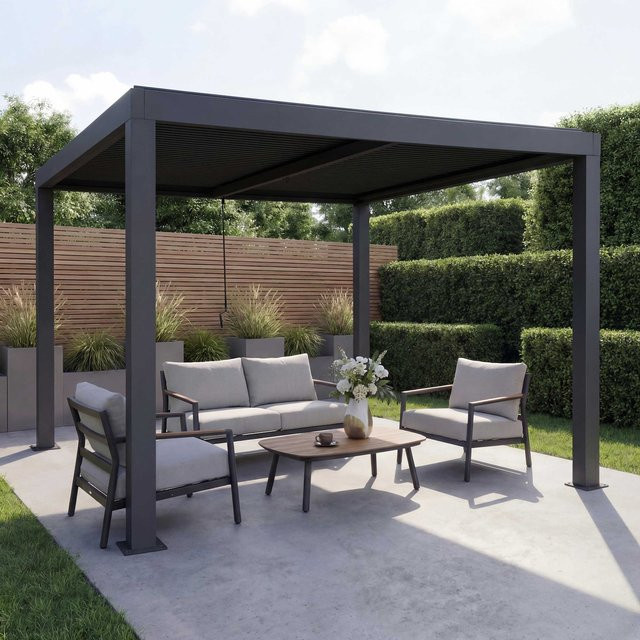 MCW Pergola L46 Lamellen-Pavillon aus Aluminium in Anthrazit, B/T: 300 x 300 cm, Höhe: 220 cm - Bild 1