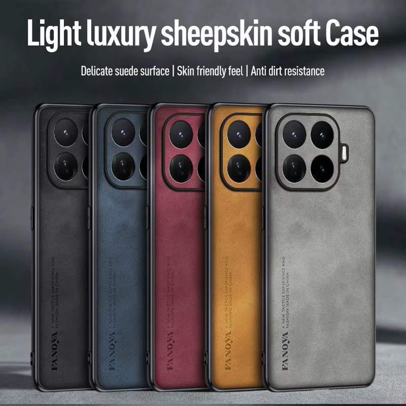 Ultradünne Schafsleder-Hülle für Xiaomi 17T 15T 14T Pro Ultra 17 Pro Max in Rot mit TPU-Stoßfänger und Sturmschutz - Bild 4