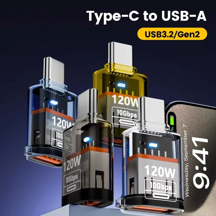 BSN USB-C-auf-USB-3.2-Adapter mit 120W Schnellladung und 10GB OTG-Datenübertragung in Gelb - Bild 3