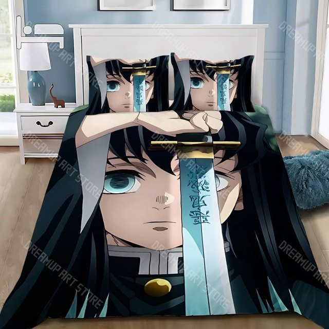 Bettwäscheset Demon Slayer Muichiro Tokito mit Bettbezug und Kissenbezug, Blau, B/H: 245 x 210 cm - Bild 1