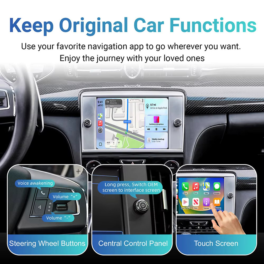 EzoneTronics Wireless CarPlay und Android Auto Retrofit Kit Decoder Box für Maserati Quattroporte Ghibli in Schwarz - Bild 4