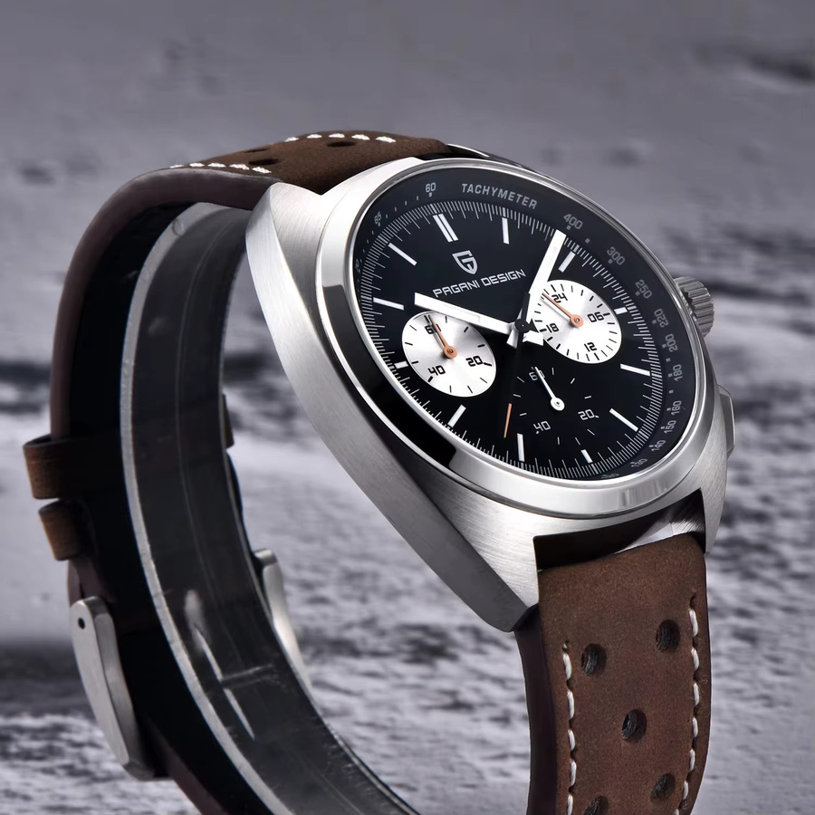 PAGANI DESIGN Chronograph Armbanduhr, Quarz, Edelstahl, Leder, Herren - Bild 4