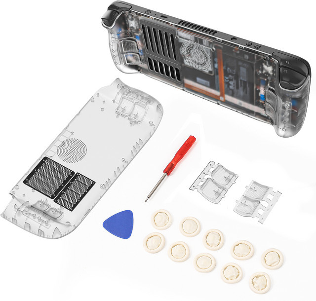 Kolorkoli Ersatzgehäuse für Steam Deck LCD Konsole, Frontplatte und Rückplatte, Transparent/Schwarz - Bild 1