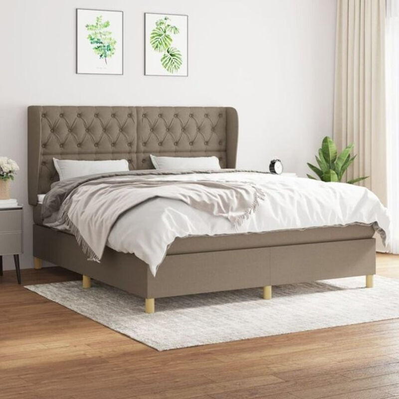 vidaxl Boxspringbett mit Matratze in Taupe meliert aus Stoff, B/T: 160 x 200 cm - Bild 1
