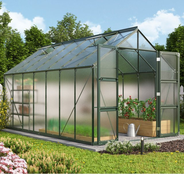 Vitavia Gewächshaus Domus 11500 in Smaragdgrün mit 11,5 m² Fläche, Polycarbonat-Platten und Aluminiumrahmen - Bild 1