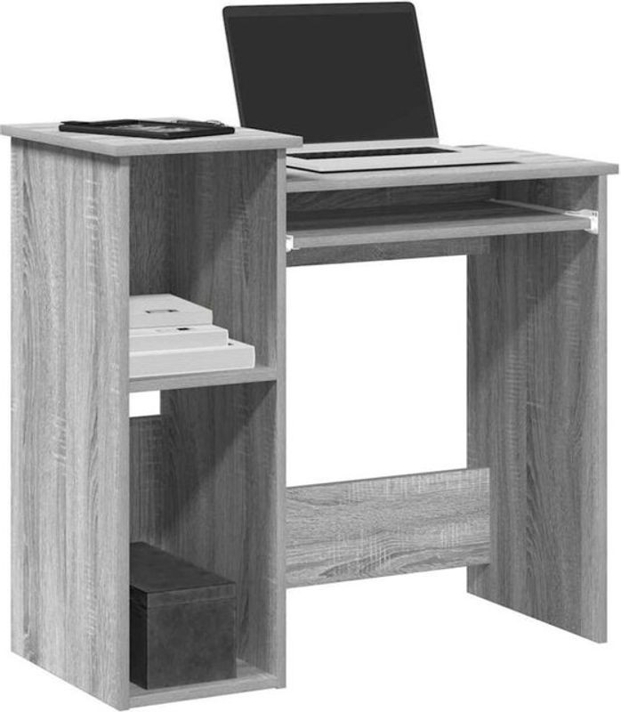 Vidaxl Schreibtisch mit Regal in Grau aus Holzwerkstoff, B/T/H: 84 x 40 x 78 cm - Bild 1