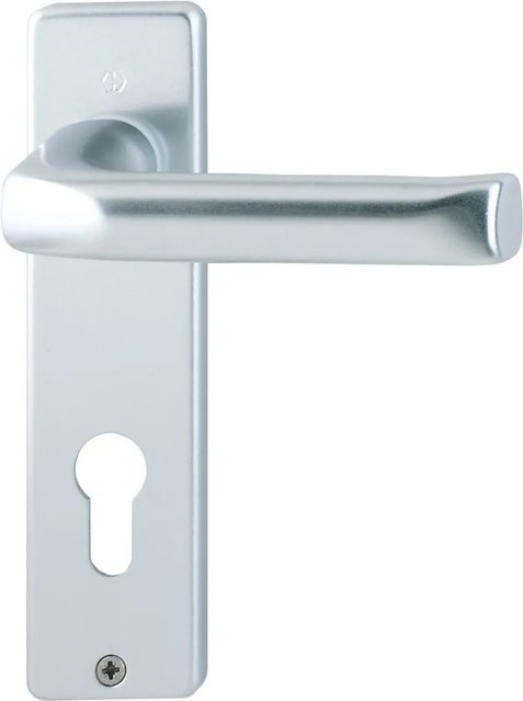 Hoppe K-Schild-Garnitur London in Aluminium Natur mit Profilzylinder PZ-72 und Farbe Silber - Bild 1