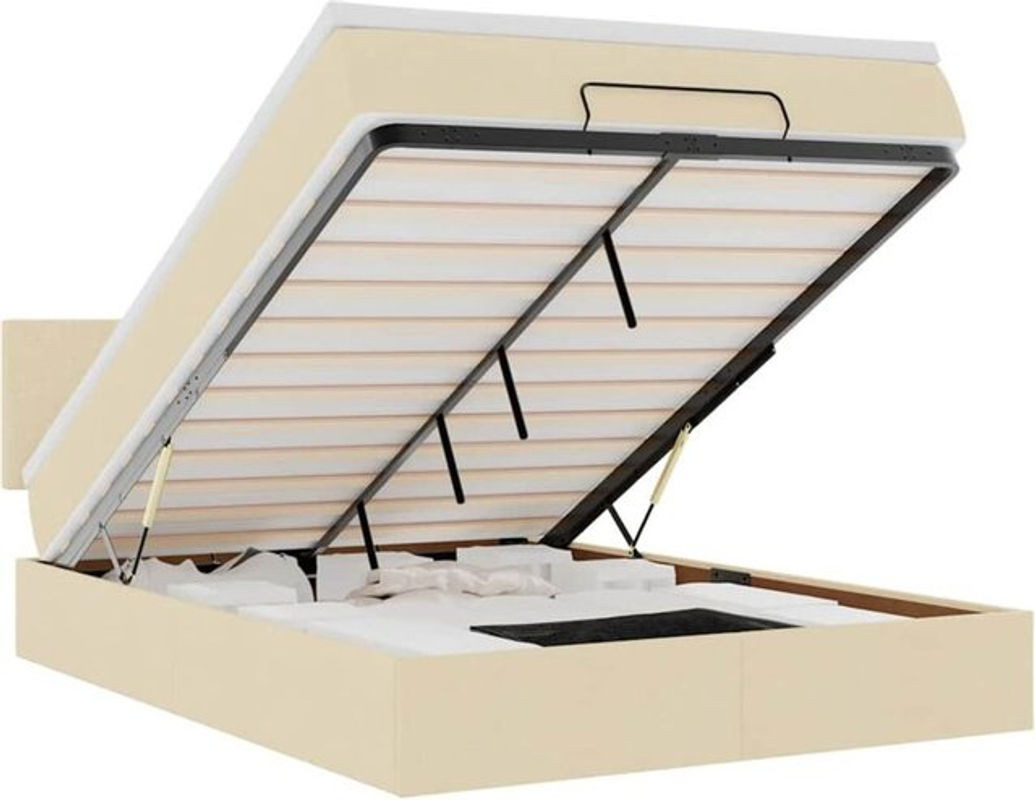 Modernes Polsterbett mit Matratze und LED-Beleuchtung von vidaxl in Beige, B/T/H: 140 x 190 x 88 cm - Bild 1