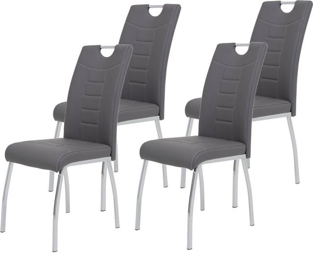 4er Set Stühle Hela in Grau aus Kunstleder, B/H/T: 43 x 100 x 64 cm - Bild 1