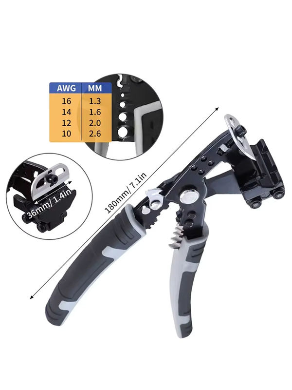 WOZOBUY Professionelle Elektriker Abisolierzange 7,5 Zoll Multifunktionale Universal-Abisolierzange für Netzwerkkabel - Bild 7