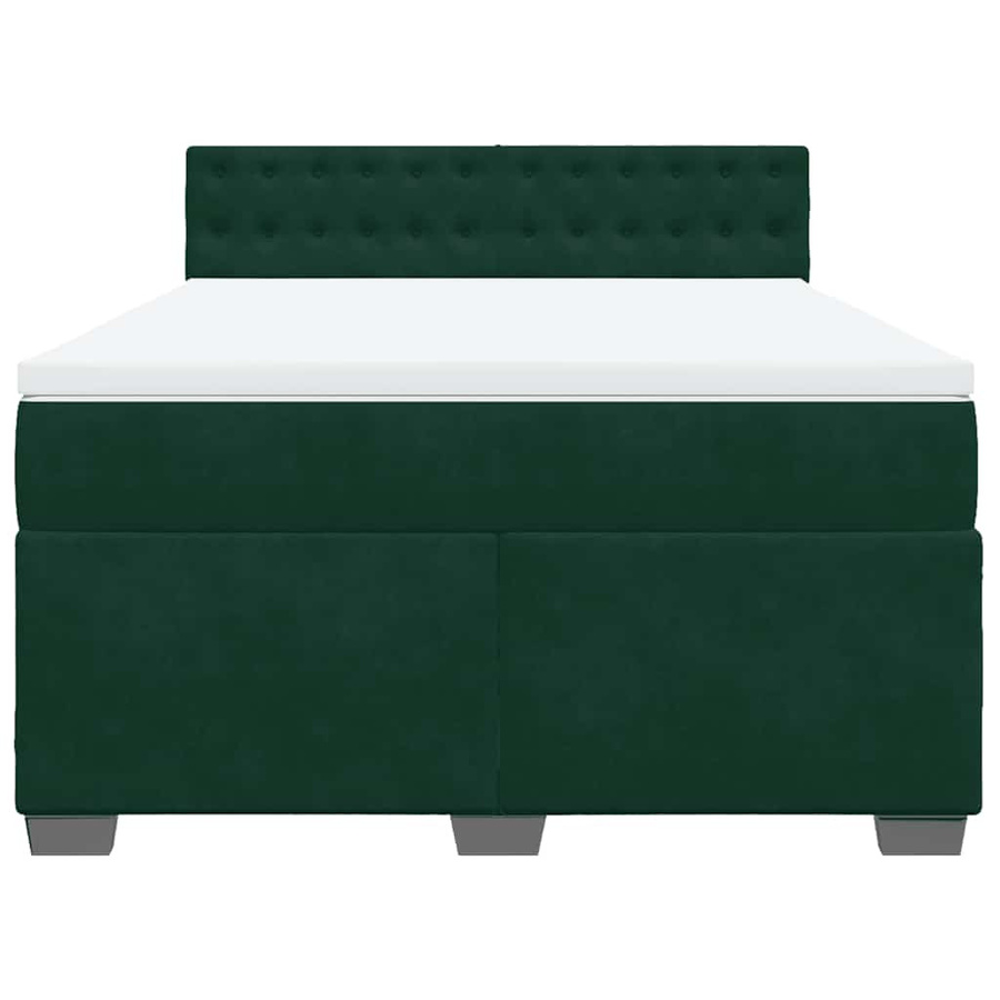 vidaXL Boxspringbett mit Matratze aus Samt in Dunkelgrün, B/T/H: 140 x 200 cm - Bild 3