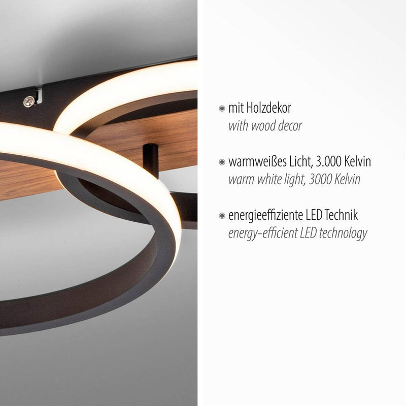 Just Light LED-Deckenleuchte TROOPER in Schwarz und Weiß aus Metall und Kunststoff, B/H/T: 30 x 8 x 68 cm - Bild 2