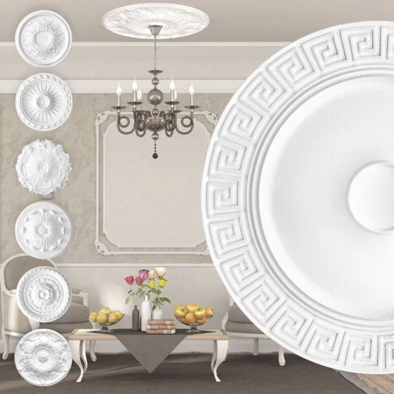 Marbet Design Stuckrosette R-31 aus EPS Styropor in Weiß, runde Deckenrosette für dein Wohnzimmer, Durchmesser: 43 cm - Bild 1