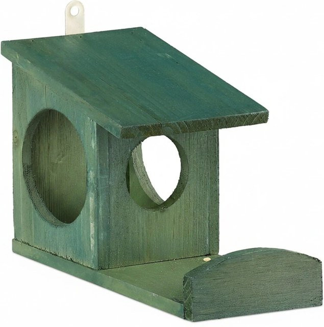 Relaxdays Eichhörnchen Futterhaus aus Tannenholz in Dunkelgrün zum Hängen, B/T/H: 17,5 x 14 x 25 cm - Bild 1