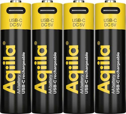 Aqiila AA USB-C Akku Li-Ion 2000 mAh, 4er-Set, Multicolor - Bild 1