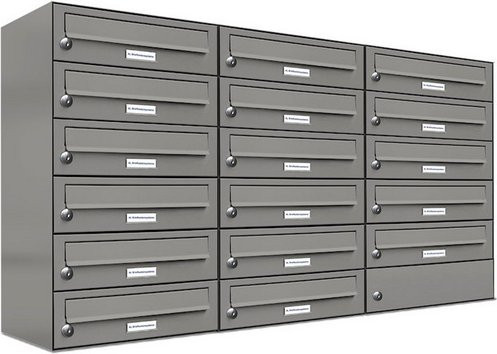 AL Briefkastensystem für 17 Parteien aus Edelstahl in Grau, B/H/T: 115,9 x 69 x 27,5 cm - Bild 1