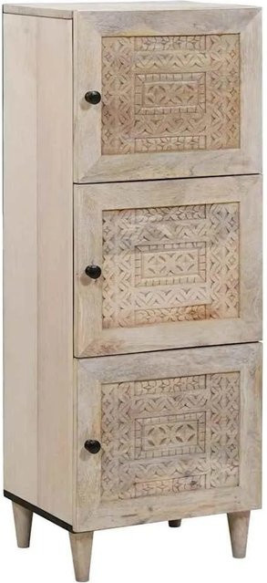 vidaXL Hochboard aus massivem Mangoholz mit Regal in Weiß, B/T/H: 40 x 33 x 110 cm - Bild 1