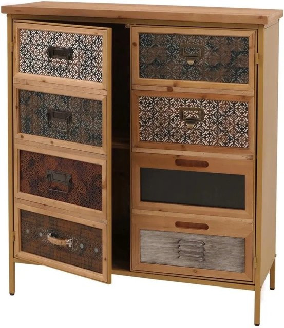 Apothekerkommode MCW O79 im Vintage Shabby-Look, Highboard mit Staufächern, weiß/blau, H x B x T: 94 x 80 x 35 cm - Bild 2
