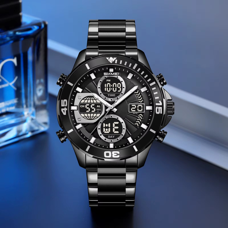 SKMEI Armbanduhr, Digitaluhr, Quarz, Edelstahl, Chronograph, Herren - Bild 2