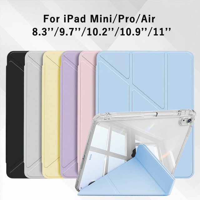 QIJUN Transparente faltbare Schutzhülle für iPad Air, iPad Pro und iPad Mini in Gelb - Bild 1