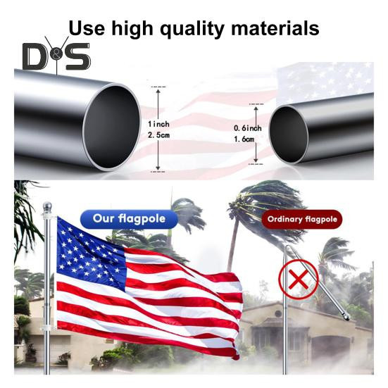 DYS Home Decor Fahnenmast zur Wandmontage aus Metall mit 3 Abschnitten und 360 Grad Drehung in Weiß - Bild 2