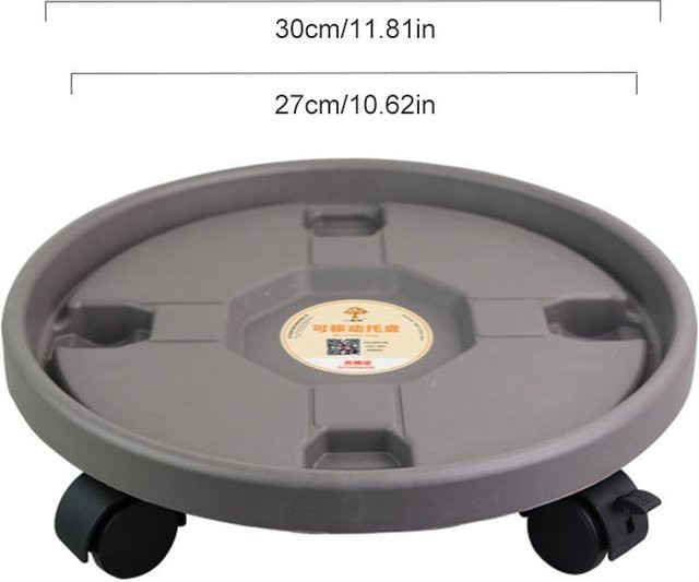 Yiran Furniture Universal-Blumentopfräder aus Kunststoff, rundes Tablett als beweglicher Rollständer für Topfpflanzen, Durchmesser: 30,0 cm - Bild 1