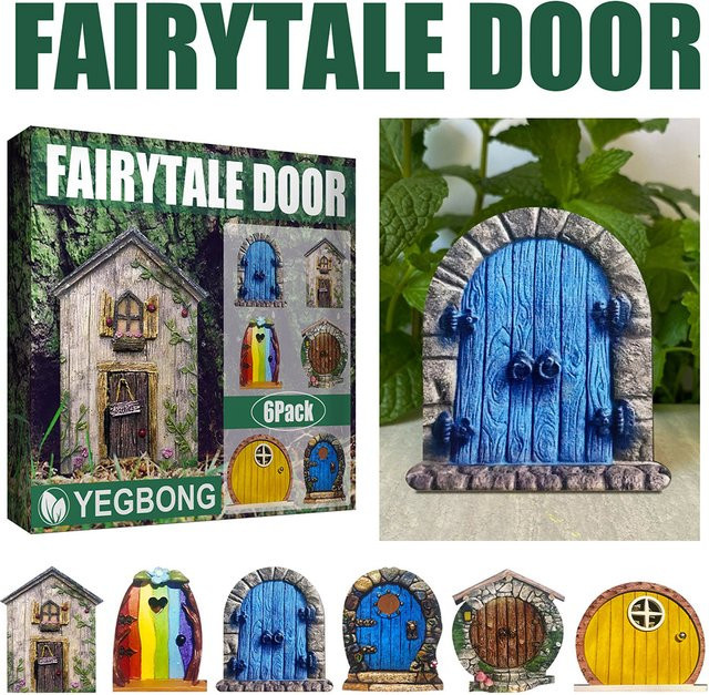 6er Set Miniatur Fee und Gnome Figuren aus Holz für Garten und Outdoor Dekoration in Mehrfarben - Bild 1