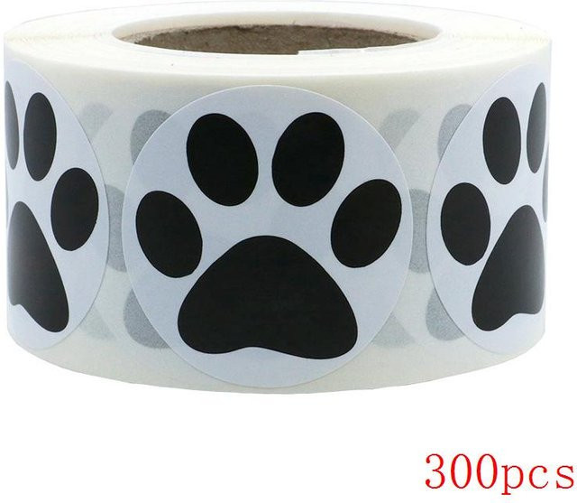Binchi Pfotenabdrücke Aufkleber in Schwarz, 2,54 cm Durchmesser für Scrapbooking und Verpackungen - Bild 1