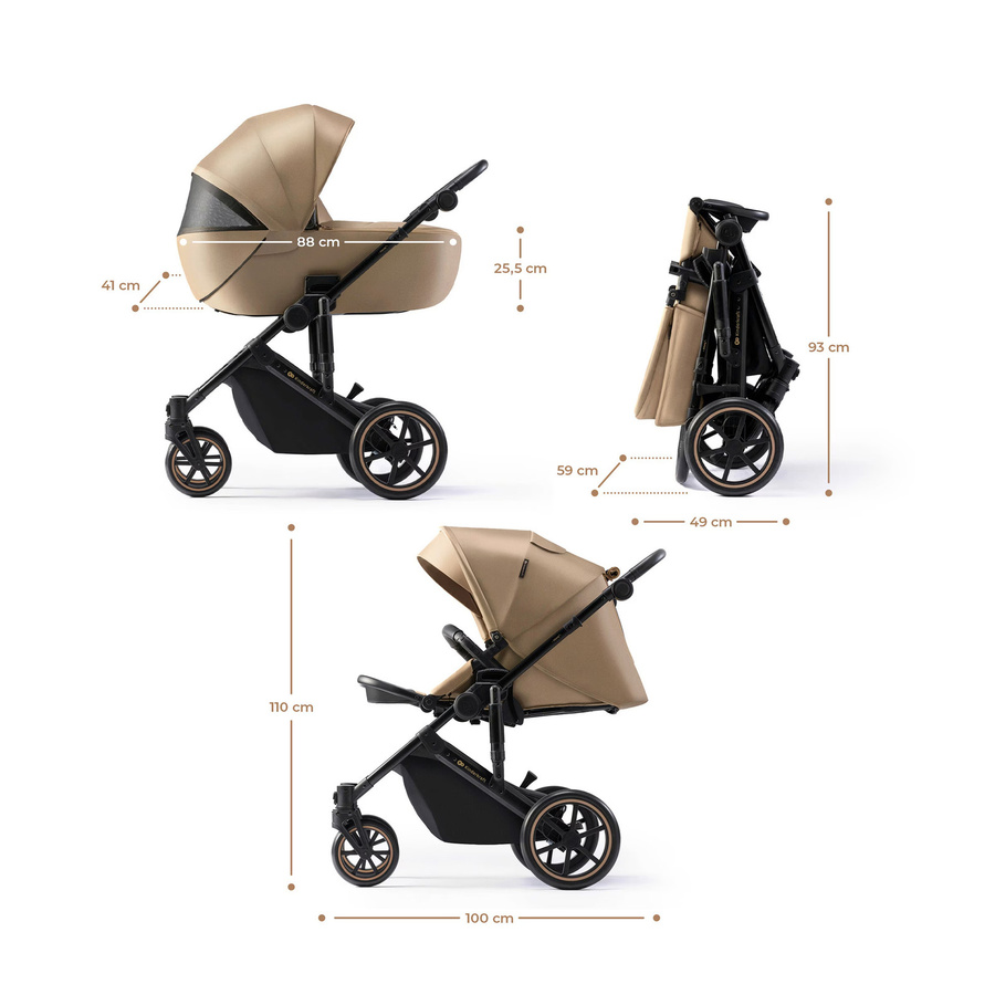 Kinderkraft Kombikinderwagen PRIME 2 2in1 in Beige mit Federung und Zubehör - Bild 2