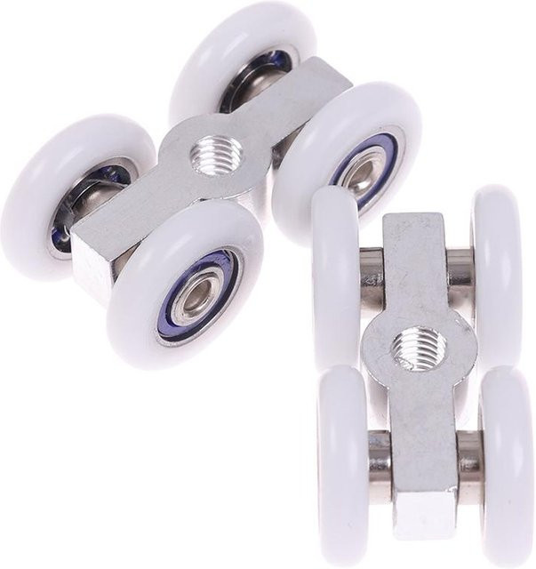 LuckyDay3 Schiebetürrollen Set aus Aluminium und Kunststoff in Weiß, 1 Paar mit 4 Rollen - Bild 1