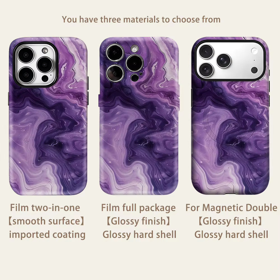 Magnetische Handyhülle Purple Swirl für iPhone 17 16 15 14 13 Pro Max Plus, robuste doppelschichtige Schutzhülle in Lila - Bild 2