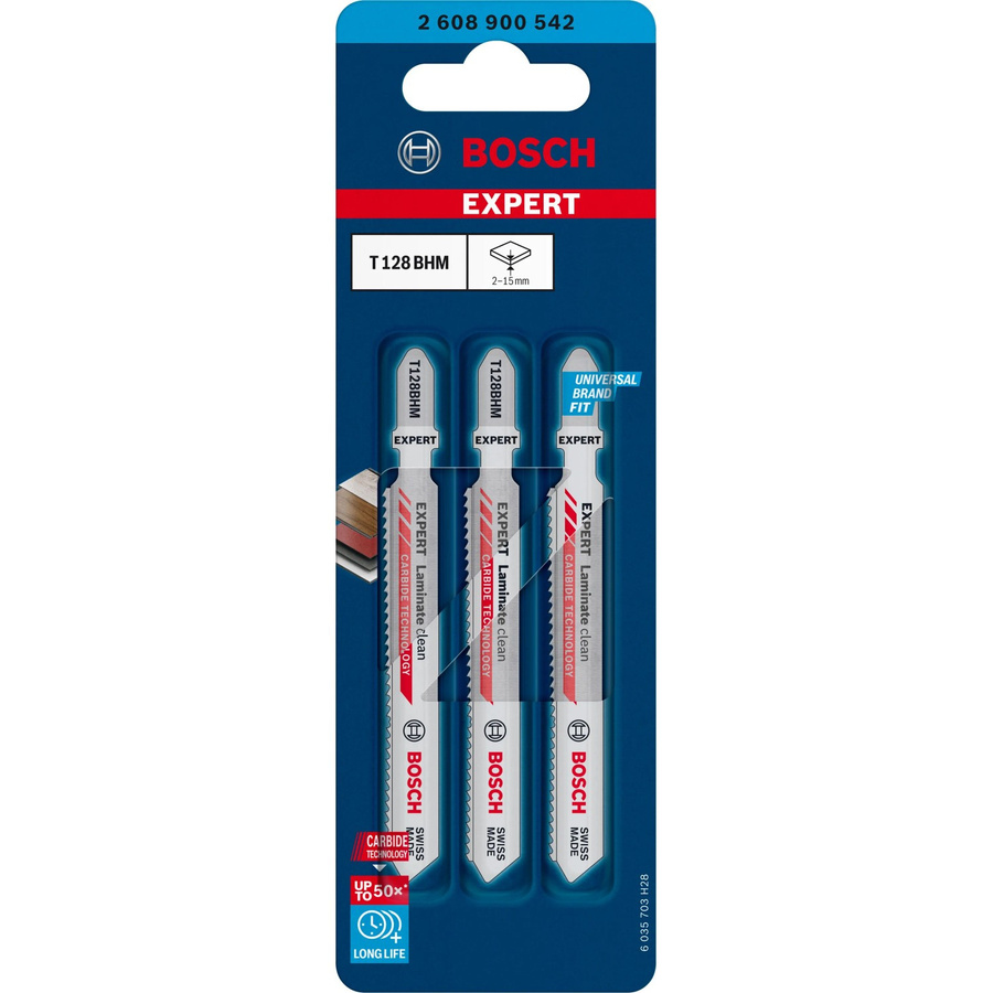 Bosch Expert T 128 BHM Laminate Clean Stichsägeblatt für Laminat, 3 Stück, blau/silber - Bild 3
