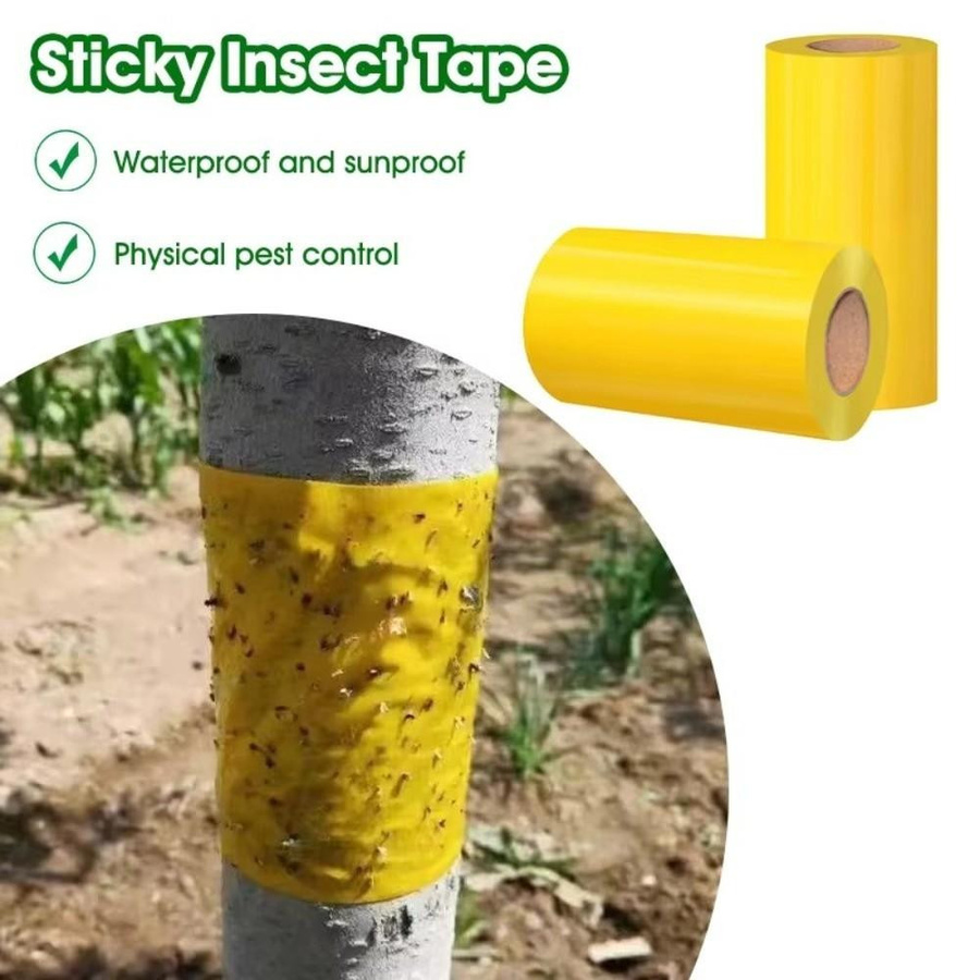 Shiyunjianshe Insektenschutzband Gelb als doppelseitige Fruchtfliegenfalle und Kriechinsektenfalle für den Baumschutz, Breite: 20 cm, Länge: 5 m - Bild 6