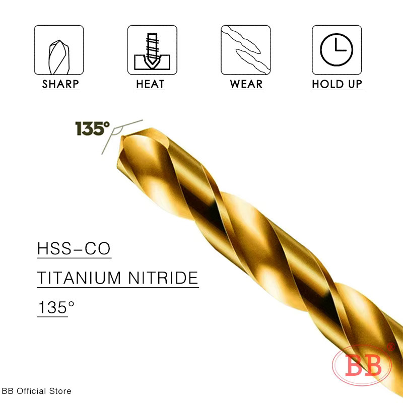 BB HSS-Cobalt Spiralbohrer Set für Metall, Edelstahl, Aluminium und Titan, Durchmesser 1mm-13mm - Bild 2