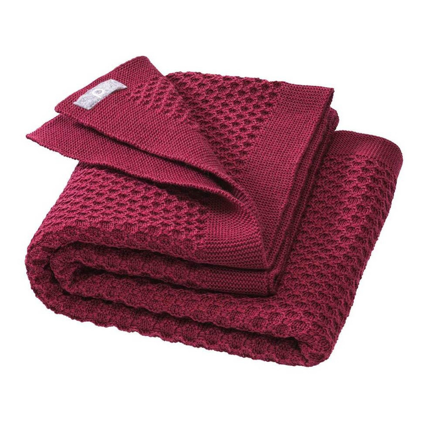 Disana Waben-Strickdecke aus Bio-Merinowolle für Babys, Farbe: Cassis, B/H: 80 x 100 cm - Bild 1