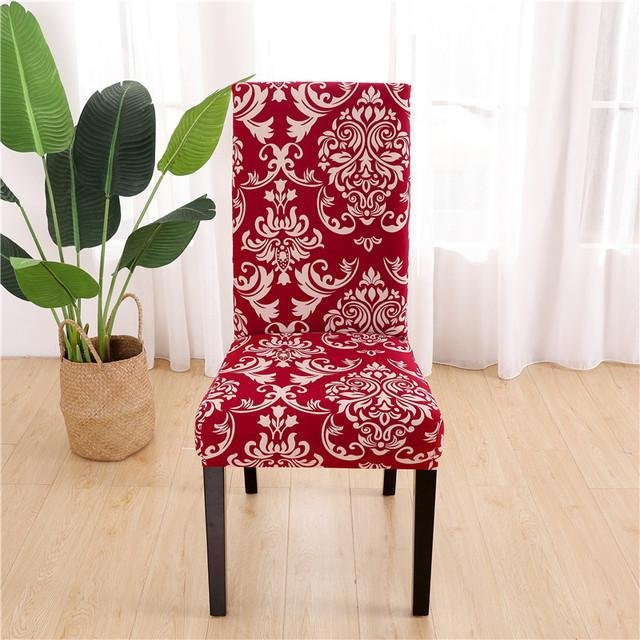 Housmife Stuhlhussen mit Spandex-Druck in Rot, moderne und schmutzabweisende Stretch-Sitzbezüge für Esszimmerstühle - Bild 1