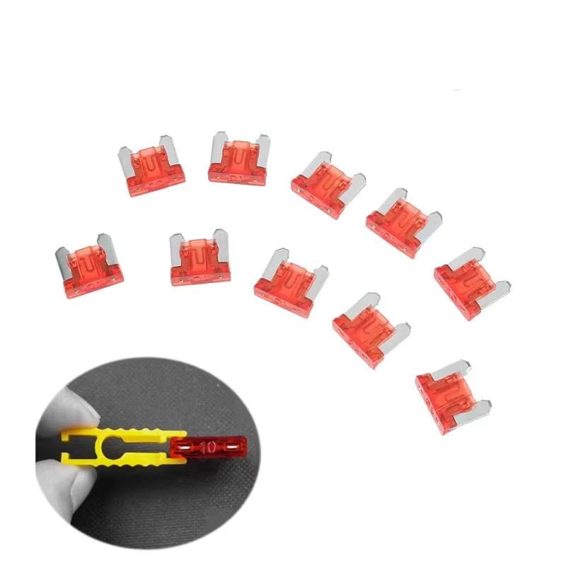 10er Set Micro Auto Sicherungen Klingen Typ Mini Sicherung Einsatz mit Clip, 10 x 10 mm, verschiedene Stromstärken von 5A bis 40A - Bild 1