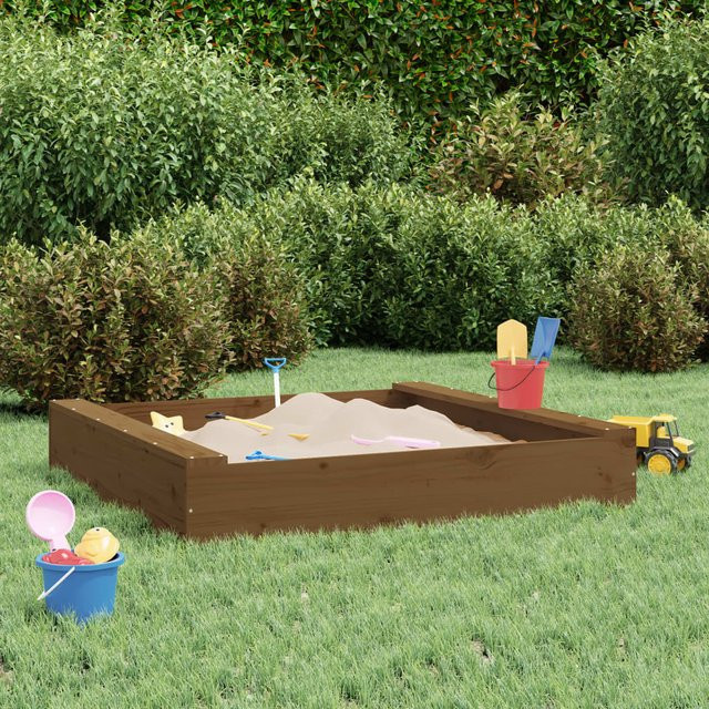 Vidaxl Sandkasten mit Sitzgelegenheiten, Holz, Natur / Holzfarben - Bild 1