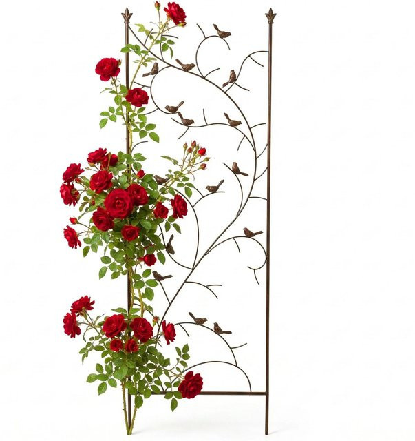 Relaxdays Rankgitter aus Stahl in Braun mit Vogeldesign, Höhe: 150 cm, Breite: 50 cm, Tiefe: 1 cm - Bild 1